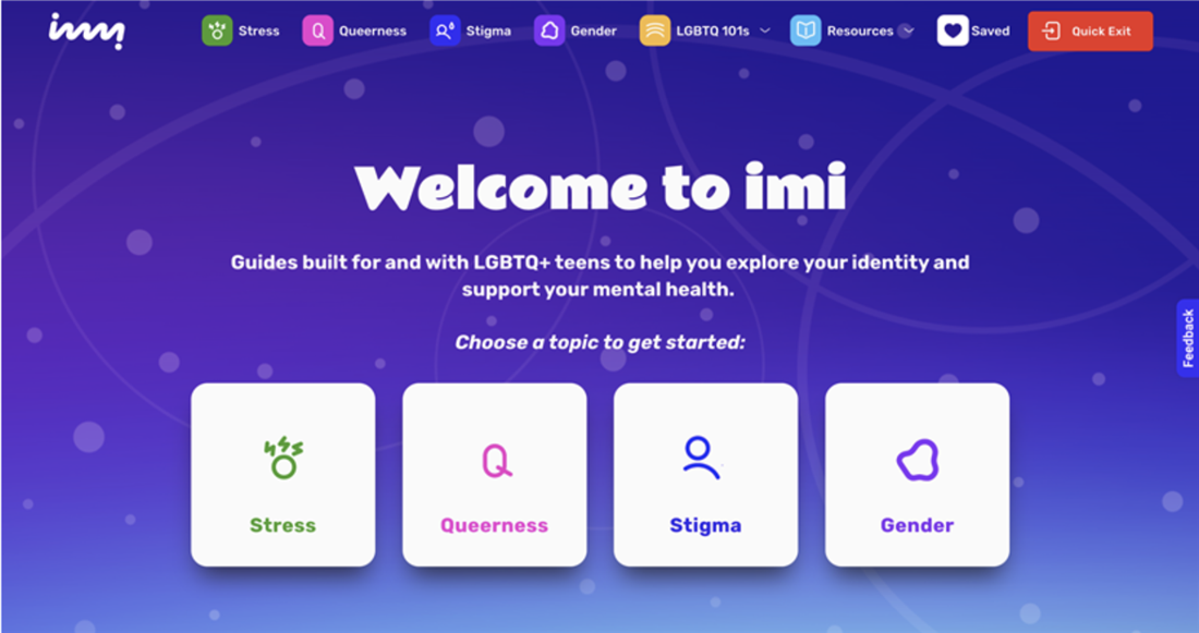 Welcome to imi, guides built for LGBTQ+ teen to help you explore your identity and support your mental health